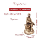 Divya Mantra Sri Shirdi Saibaba Sai Nath Guru Idol Sculpture Statue Murti - Puja/Pooja Room, Meditation, Prayer, Office, Temple, Home Decor Gift Collection Item/Product-Money, Good Luck, Health-Yellow - Divya Mantra