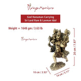Divya Mantra Hindu God Hanuman Carrying Sri Lord Ram & Laxman Idol Sculpture Statue Murti -Puja Room, Meditation, Prayer, Office, Business, Temple, Home Decor Lucky Gift Collection Item/Product-Yellow - Divya Mantra
