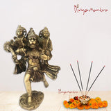 Divya Mantra Hindu God Hanuman Carrying Sri Lord Ram & Laxman Idol Sculpture Statue Murti -Puja Room, Meditation, Prayer, Office, Business, Temple, Home Decor Lucky Gift Collection Item/Product-Yellow - Divya Mantra