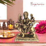 Divya Mantra Sri Hindu Goddess Durga Maa Idol Sculpture Statue Murti- Puja Room, Meditation, Prayer, Office, Temple, Home Decor Gift Collection Item/Product-Wealth, Money, Good Luck, Prosperity-Yellow - Divya Mantra