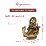 Divya Mantra Hindu Goddess Laxmi Resting Idol Sculpture Statue Brass Murti Puja Room,Temple , Meditation, Office, Business, Showpiece Home Decor Gift Collection Item/Product - Money, Good Luck- Yellow - Divya Mantra