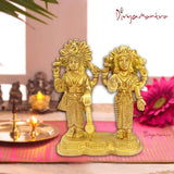 Divya Mantra Hindu Goddess Laxmi Lakshmi Maa & God Narayan Vishnuji Sculpture Statue Brass Murti - Puja Room, Meditation,  Prayer, Office, Temple, Home Decor Item/Good Luck, Prosperity, Fortune-Yellow - Divya Mantra