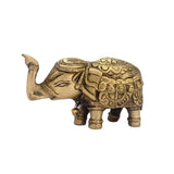 Divya Mantra Feng Shui Trunk Up Elephant Statue For Wish Fulfillment Wealth Brass Home Decoration Showpiece, Office, Gift Item/Product-Money, Good Luck, Prosperity, Infant Luck, Career Growth-Yellow - Divya Mantra