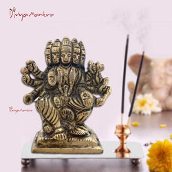 Divya Mantra Sri Panchamukhi Mata Gayatri Devi Idol Sculpture Statue Murti - Puja Room,Meditation, Prayer, Office, Temple, Home Decor Gift Collection Item/Product-Money, Good Luck, Prosperity-Yellow - Divya Mantra
