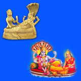 Divya Mantra Sri Vishnu And Laxmi on Sheshnag Idol Sculpture Statue Murti - Puja Room, Meditation, Prayer, Office, Business, Home Decor Gift Collection Item/Product-Money, Good Luck, Prosperity-Yellow - Divya Mantra
