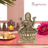 Divya Mantra Sri Hindu Goddess Mata Laxmi Maa Idol Sculpture Statue Murti - Puja Room, Meditation, Prayer, Office, Temple, Home Decor Gift Collection Item/Product-Money, Good Luck, Prosperity-Yellow - Divya Mantra