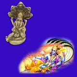 Divya Mantra Sri Hindu God Vishnu Narayan On Sheshnag Sculpture Statue Murti - Puja Room, Meditation, Prayer, Office, Business, Home Decor Collection Item/Product-Money, Good Luck, Prosperity - Yellow - Divya Mantra