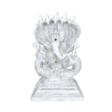 Divya Mantra Sri Hindu God Ganesha Sheshnag Idol Sculpture Statue Murti - Puja Room, Meditation, Prayer, Office, Business, Home Decor Gift Collection Item/Product-Money, Good Luck, Prosperity - Silver - Divya Mantra