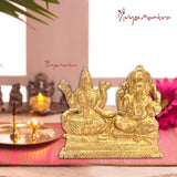Divya Mantra Hindu God Sri Ganesha & Goddess Laxmi Idol Set Sculpture Statue Murti Puja Room, Meditation, Prayer, Office, Temple, Home Table Decor Gift Item/Product-Money, Good Luck, Prosperity-Yellow - Divya Mantra