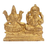 Divya Mantra Hindu God Sri Ganesha & Goddess Laxmi Idol Set Sculpture Statue Murti Puja Room, Meditation, Prayer, Office, Temple, Home Table Decor Gift Item/Product-Money, Good Luck, Prosperity-Yellow - Divya Mantra