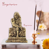 Divya Mantra Sri Shirdi Saibaba Sai Nath Guru Idol Sculpture Statue Murti - Puja/Pooja Room, Meditation, Prayer, Office, Temple, Home Decor Gift Collection Item/Product-Money, Good Luck, Health-Yellow - Divya Mantra