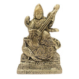 Divya Mantra Hindu Goddess Maa Veena Vadini Saraswati Idol Sculpture Statue Iron Murti Puja Room, Temple, Meditation, Office, Business, Home Decor Gift Collection Item/Product- Money, Good Luck-Yellow - Divya Mantra