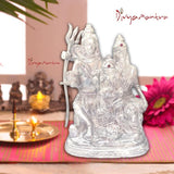 Divya Mantra Hindu God Shankar Bhagwan Parvati Devi and Ganesha Shiv Parivar Idol Sculpture Statue Murti-Puja Room, Meditation, Office, Home Decor Gift Collection Item/Product - Money,Good Luck-Silver - Divya Mantra