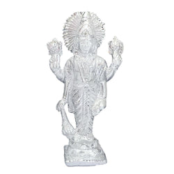 Divya Mantra Hindu God Sri Vishnu Narayan Bhagwan Standing Sculpture Statue Murti Puja, Temple, Meditation, Office, Business, Home Decor Gift Collection Item/Product Money, Good Finance Luck - Silver - Divya Mantra