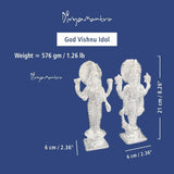 Divya Mantra Hindu Goddess Laxmi Lakshmi Maa & God Narayan Vishnuji Sculpture Statue Brass Murti - Puja Room, Meditation,  Prayer, Office, Temple, Home Decor Item/Good Luck, Prosperity, Fortune-Silver - Divya Mantra