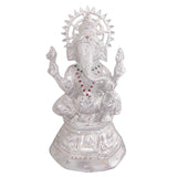Divya Mantra Sri Hindu God Ganesha Ganpati Idol Sculpture Statue Murti - Puja Room, Meditation, Prayer, Office, Business, Home Decor Gift Collection Item/Product-Money, Good Luck, Prosperity-Silver - Divya Mantra
