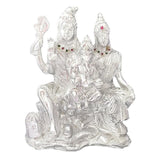 Divya Mantra Hindu God Shankar Bhagwan Parvati Devi and Ganesha Shiv Parivar Idol Sculpture Statue Murti-Puja Room, Meditation, Office, Home Decor Gift Collection Item/Product - Money,Good Luck-Silver - Divya Mantra