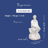 Divya Mantra Sri Shirdi Saibaba Sai Nath Guru Idol Sculpture Statue Murti - Puja/Pooja Room, Meditation, Prayer, Office, Temple, Home Decor Gift Collection Item/Product-Money, Good Luck, Health-Silver - Divya Mantra