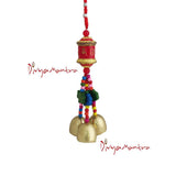 Divya Mantra Decorative Prayer Wheel Wind Bell With Om Mani Padme Hum Symbol & Fishes Gift Pendant Amulet For Car Rear View  Mirror Ornament Accessories/Good Luck Interior Wall Hanging Showpiece - Red - Divya Mantra