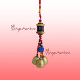 Divya Mantra Decorative Prayer Wheel Wind Bell With Om Mani Padme Hum Symbol & Fishes Gift Pendant Amulet For Car Rear View  Mirror Ornament Accessories/Good Luck Interior Wall Hanging Showpiece- Blue - Divya Mantra