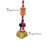 Divya Mantra Decorative Prayer Wheel Wind Bell With Om Mani Padme Hum Symbol & Fishes Gift Pendant Amulet For Car Rear View  Mirror Ornament Accessories/Good Luck Interior Wall Hanging Showpiece- Pink - Divya Mantra