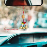 Divya Mantra Decorative Prayer Wheel Wind Bell With Om Mani Padme Hum Symbol & Fishes Gift Pendant Amulet For Car Rear View Mirror Ornament Accessories/Good Luck Interior Wall Hanging Showpiece-Orange - Divya Mantra