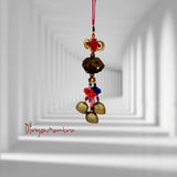 Divya Mantra Decorative Prayer Wind Bell With 12 Lucky Chinese Coins Feng Shui & Fishes Gift Pendant Amulet Car Mirror Decor Ornament Accessories/Good Luck Interior Wall Hanging Showpiece- Multicolour - Divya Mantra