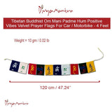 Tibetan Buddhist Om Mani Padme Hum Positive Vibes Velvet Prayer Flags For Car / Motorbike - 4 Feet - Divya Mantra