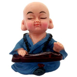 Divya Mantra Feng Shui Playful Tibetan Monk Musical Baby Lama Car Dashboard Interior Decor Accessories Showpiece Toy Dolls, Collection Figurines, Gifts for Kids - Money, Good Luck Set of 4-Multicolour - Divya Mantra