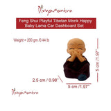 Divya Mantra Feng Shui Playful Tibetan Monk Happy Baby Lama Car Dashboard Interior Decor Accessories Showpiece Toy Dolls, Collection Figurines, Gifts for Kids - Money, Good Luck Set of 4 - Multicolour - Divya Mantra