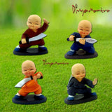 Divya Mantra Feng Shui Playful Tibetan Monk Kung Fu Baby Lama Car Dashboard Interior Decor Accessories Showpiece Toy Dolls, Collection Figurines, Gifts for Kids - Money, Good Luck Set of 4-Multicolour - Divya Mantra