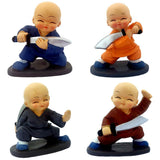 Divya Mantra Feng Shui Playful Tibetan Monk Kung Fu Baby Lama Car Dashboard Interior Decor Accessories Showpiece Toy Dolls, Collection Figurines, Gifts for Kids - Money, Good Luck Set of 4-Multicolour - Divya Mantra