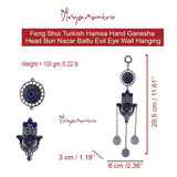 Feng Shui Turkish Hamsa Hand Ganesha Head Buri Nazar Battu Evil Eye Wall Hanging - Divya Mantra