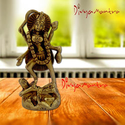 Divya Mantra Hindu Goddess Maha Kali Bhadrakali Swaroop Idol Sculpture Statue Brass Murti Puja Room, Temple, Meditation, Office, Business, Home Table Decor Gift  Item/Product-Money, Good Luck-Yellow - Divya Mantra