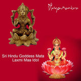 Divya Mantra Sri Hindu Goddess Mata Laxmi Maa Idol Sculpture Statue Murti - Puja Room, Meditation, Prayer, Office, Temple, Home Decor Gift Collection Item/Product-Money, Good Luck, Prosperity - Yellow - Divya Mantra