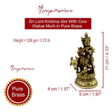 Divya Mantra Decorative Sri Hindu Lord Krishna Idol With Cow Sculpture Statue Murti - Puja, Meditation, Temple, Prayer, Office, Home Decor Gift Collection Item / Product-Money, Good Luck, Love-Yellow - Divya Mantra