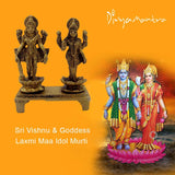 Divya Mantra Sri Vishnu & Goddess Laxmi Maa Idol Sculpture Statue Murti - Puja Room, Meditation, Prayer, Office, Business, Home Decor Gift Collection Item/Product-Money, Good Luck, Prosperity - Yellow - Divya Mantra