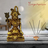 Divya Mantra Hindu Jatadhari Meditating Sri Shiv Bhagwan With Yoga Mudra Idol Sculpture Statue Brass Murti Puja Room, Temple, Meditation, Concentration, Home Decor Item/Product-Money, Good Luck-Yellow - Divya Mantra