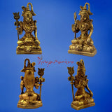 Divya Mantra Hindu Jatadhari Meditating Sri Shiv Bhagwan With Yoga Mudra Idol Sculpture Statue Brass Murti Puja Room, Temple, Meditation, Concentration, Home Decor Item/Product-Money, Good Luck-Yellow - Divya Mantra