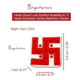 Divya Mantra Hindu Symbol Swastika & 17 Pyramids Yantra Wall/Door Sticker -Vastu Dosh Nivaran, Good Luck, Money, Vaastu Shastra Remedy for Protection from Negativity – Home, Office Decor/Product - Red - Divya Mantra