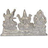 Divya Mantra Hindu God Ganesh Goddess Laxmi & Saraswati Maa Idol Sculpture Statue Murti - Puja Room  Temple  Meditation  Office  Business  Home Decor Collection Item/Product - Money  Good Luck -Silver - Divya Mantra