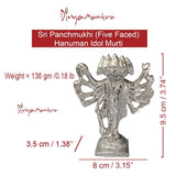 Divya Mantra Sri Hindu God Panchmukhi (Five Faced) Hanuman Idol Sculpture Statue Murti - Puja Room, Meditation, Prayer, Office, Business, Temple, Home Decor Lucky Gift Collection Item/Product - Silver - Divya Mantra