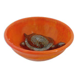 Divya Mantra Feng Shui Ceramic 5 Inch Tortoise/Turtle With 6 Inch Diameter Water Bowl ; Vastu Living Positivity, Wealth, Money, Good Luck & Longevity; Home, Office Decor Gift Items/Products - Brown - Divya Mantra