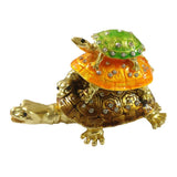 Divya Mantra Feng Shui Metal Bejeweled Wish Fulfilling Three Tier (Triple)Tortoise with 3 Secret Magnetic Compartments Box Home Table Decor Gift Showpiece Item-Good Luck, Longevity, Wealth-Multicolour - Divya Mantra