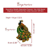 Divya Mantra Decorative Metallic Bejewelled Peacock / Mor With Secret Magnetic Compartment Box Indian Souvenir Gift, Office, Business, Home Decor Item/Product-Money, Good Luck, Prosperity-Multicolour - Divya Mantra