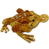 Divya Mantra Feng Shui Vastu King Money Toad Three Legged Frog With Coin For Wealth Luck Happiness Success & Financial Gains, Good Charm, Office, Home Decor Gift Collection Item / Product - Golden - Divya Mantra