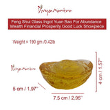 Divya Mantra Feng Shui Glass Ingot Yuan Bao With Dragons For Abundance Wealth Financial Prosperity Good Money Luck Showpiece, Decorative, Office, Home Decor Gift Collection Item / Product -Yellow - Divya Mantra