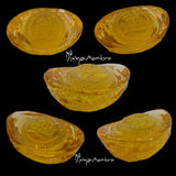 Divya Mantra Feng Shui Glass Ingot Yuan Bao With Dragons For Abundance Wealth Financial Prosperity Good Money Luck Showpiece, Decorative, Office, Home Decor Gift Collection Item / Product -Yellow - Divya Mantra