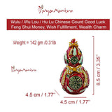Divya Mantra Wulu / Wu Lou / Hu Lu Chinese Gourd Good Luck Feng Shui Money, Wish Fulfillment, Wealth Charm, Happiness Success, Financial Gains, Office, Home Decor Gift Collection Item / Product - Red - Divya Mantra