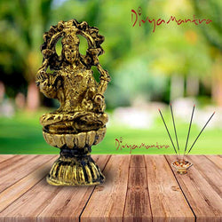 Divya Mantra Sri Hindu Goddess Mata Laxmi Maa Idol Sculpture Statue Murti - Puja Room, Meditation, Prayer, Office, Business, Home Decor Gift Item/Product - Money, Good Luck, Prosperity Set of 2-Yellow - Divya Mantra